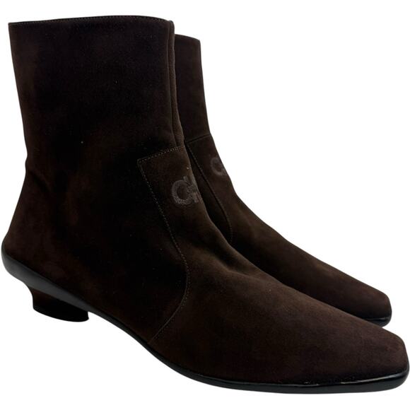 Salvatore Ferragamo Ankle Booties In Brown Suede Size 7.5 - Picture 1 of 11